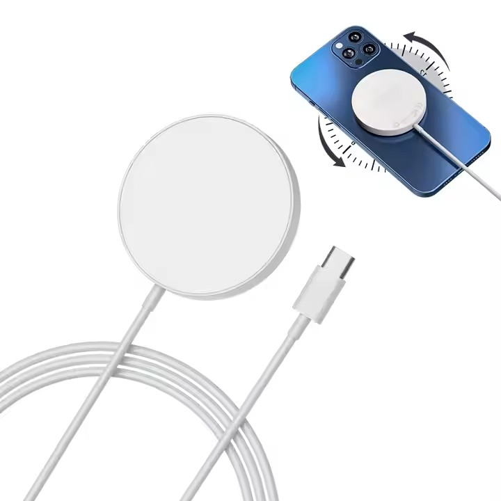 Cargador inalámbrico Qi Magsafe 15w compatible para iPhone color blanco
